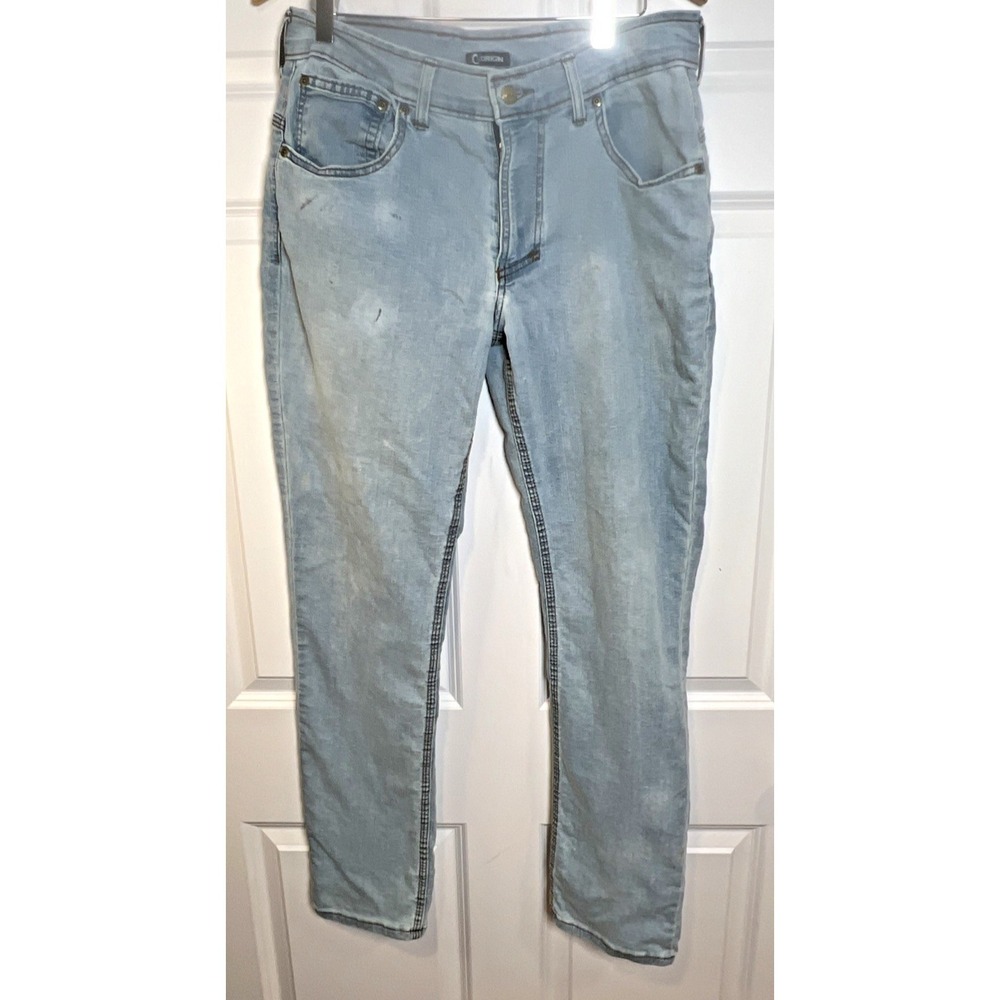 Origin USA Fighter Fit D68 Jeans Men 32x32 USA Made Light Wash Distressed Denim - Picture 2 of 16